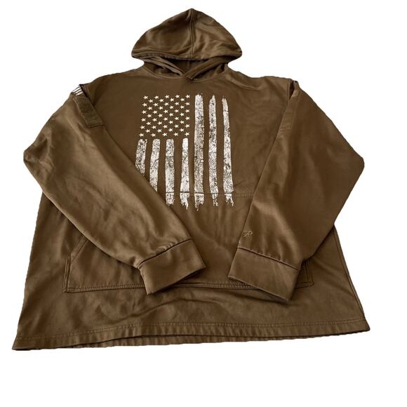 Rothco Hoodie Mens Large Brown with White US Flag Pullover Sweater - Picture 1 of 13